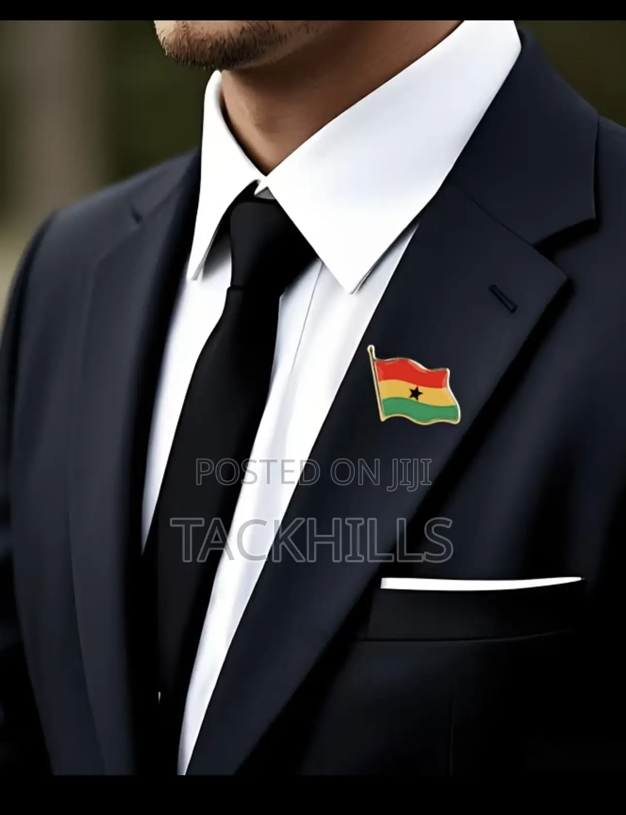 Ghana Flag Enamel Lapel Pin Badge Gold-Tone Metal