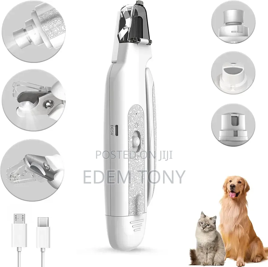 2-in-1 Pet Nail Grooming Tool With Clipper Grinder for Dogs Cats
