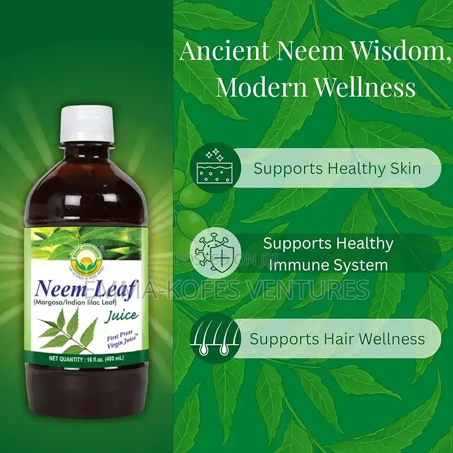 Neem Leaf Juice Natural Bitter Herbal Detox Drink, Supports Skin, Etc