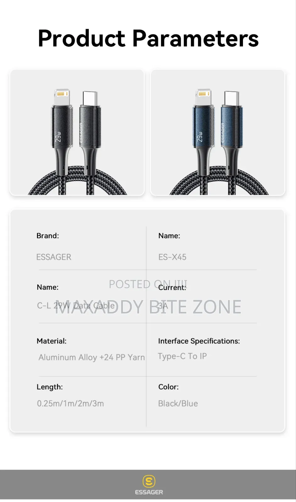 Essager Type C Cable for iPhone 14 13 12 11 Pro Max XS Xr PD 29W Fast