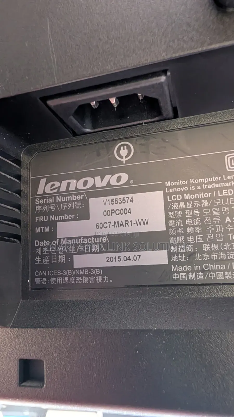 24"Lenovo ThinkVision IPS Monitor With HDMI