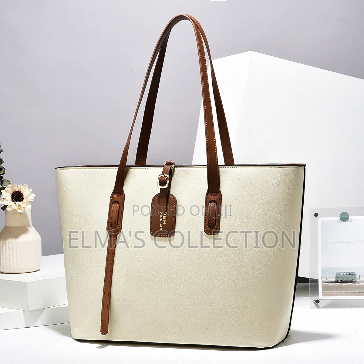 Elegant Brown Leather Tote Bag