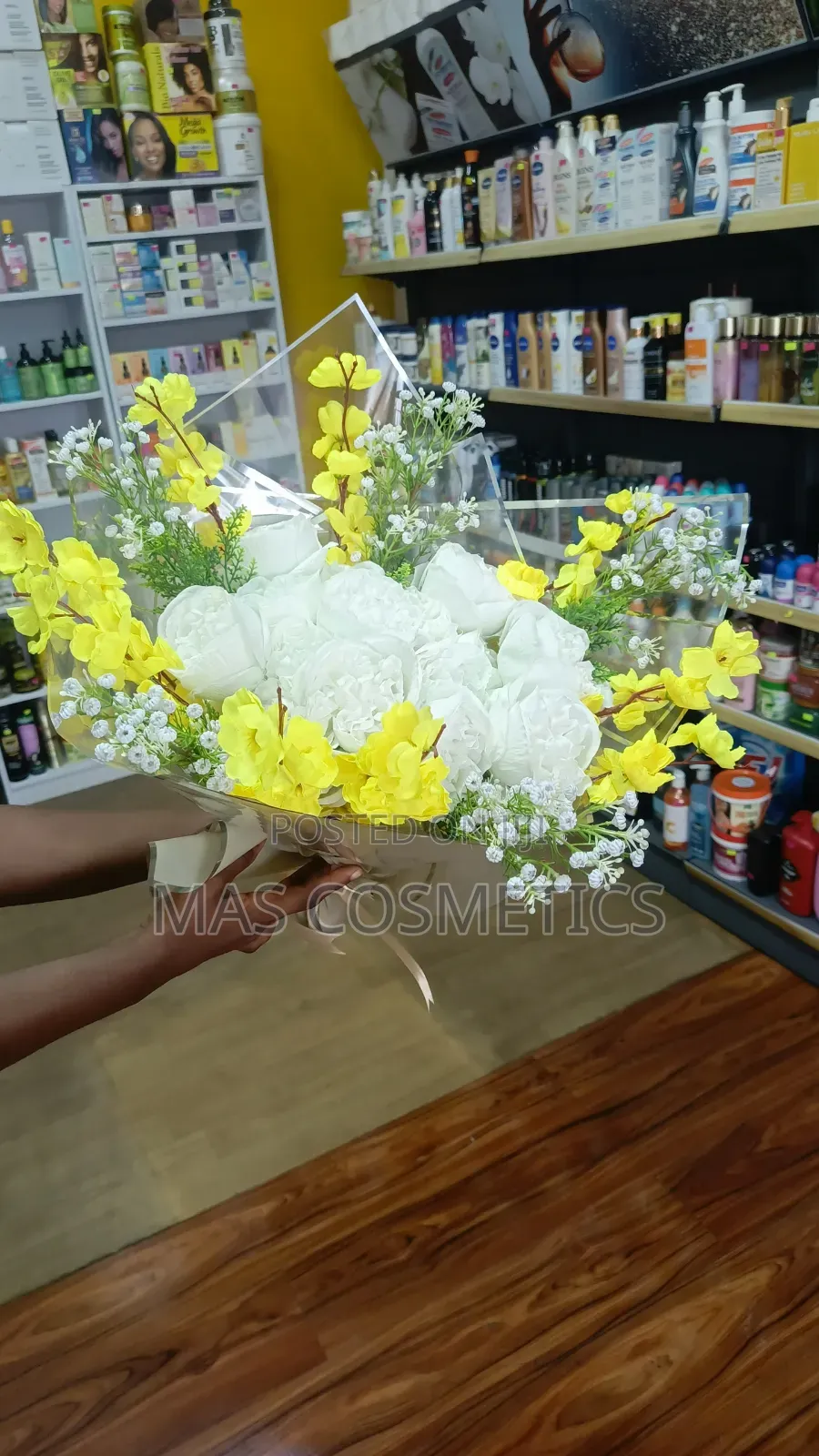 Artificial Bouquet Flowers White Yellow