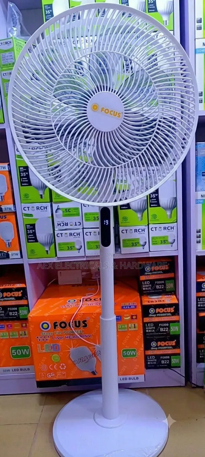 FOCUS Standing Fan – Digital Touch Control With Remote, White