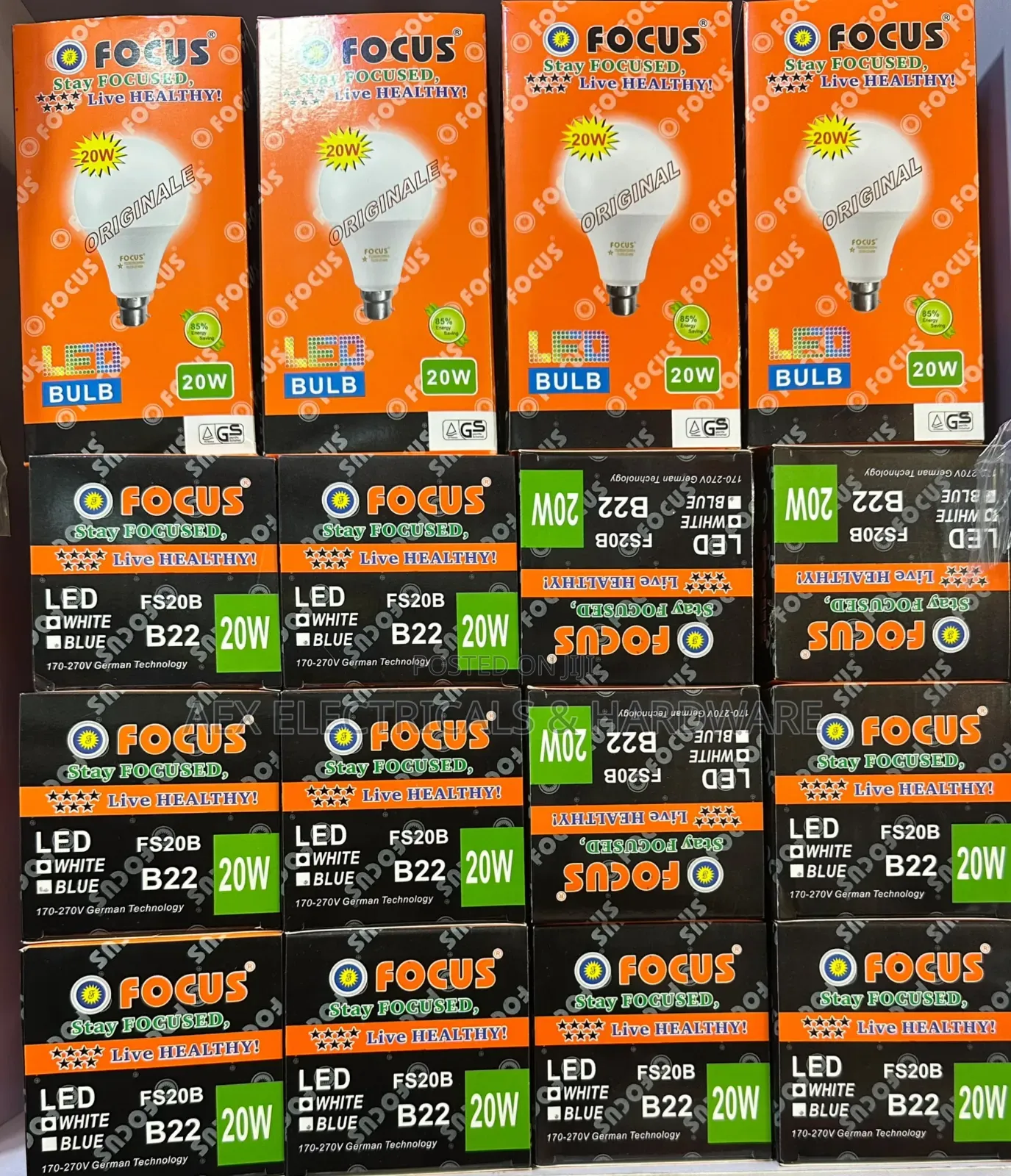 FOCUS FS20B LED Bulb 20W – B22, White/Blue, German Tech