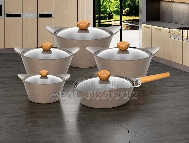 High Quality Piece Ceramic Non-Stick Cast Aluminum Cookware Set 5