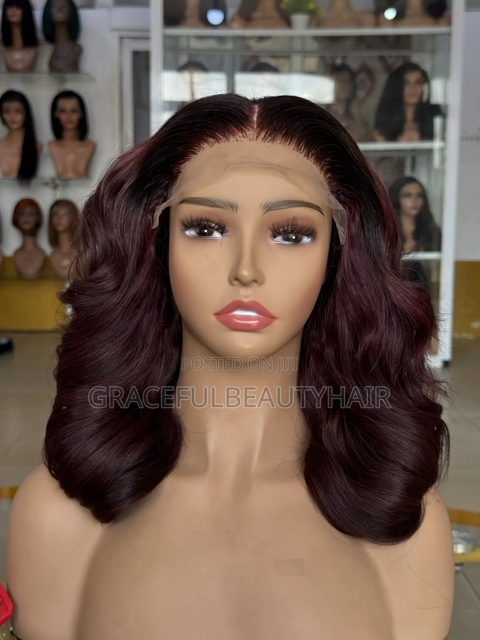 10 Inches Vietnamese SDD Bouncy Hair Very Dark Burgundy With 5x5