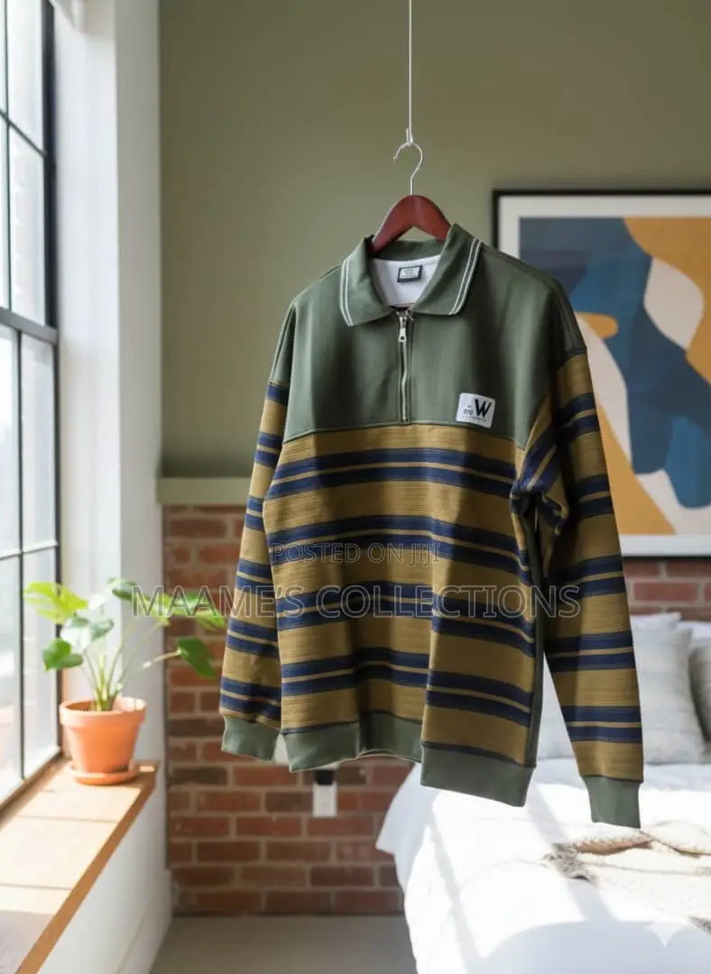 Men’s Premium Striped Quarter-Zip Sweatshirt