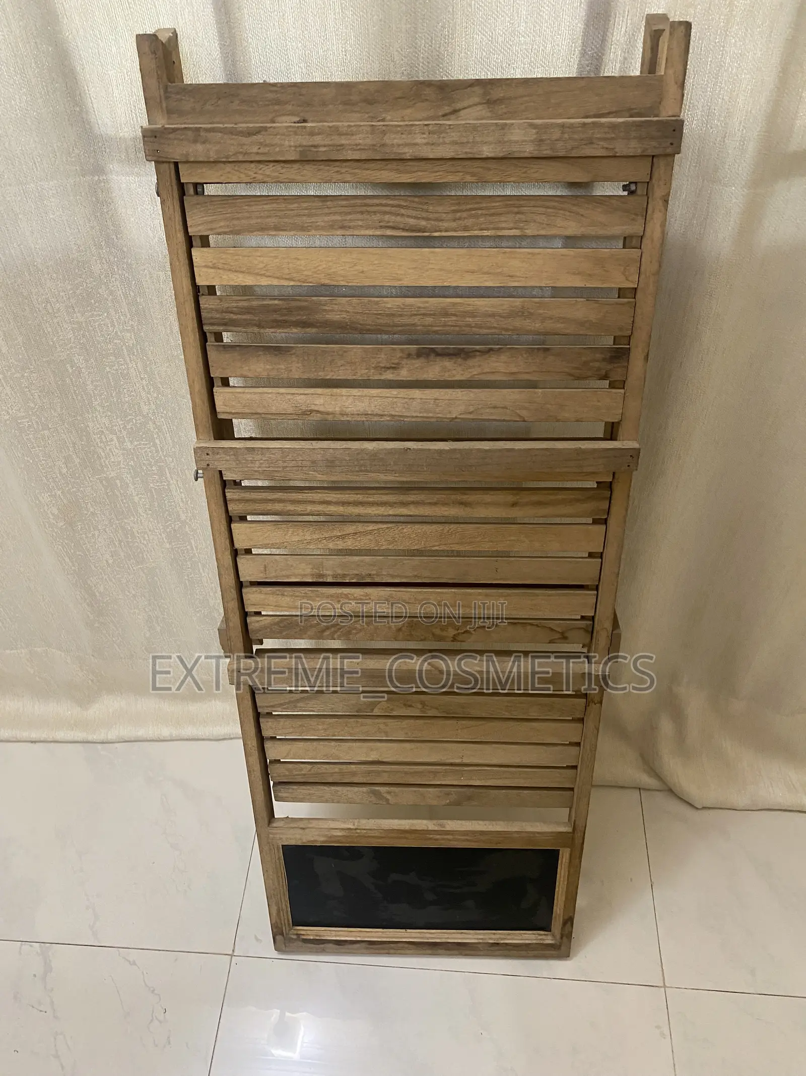 Wooden Display Stand or Tiered Shelf Unit With a Chalkboard Area