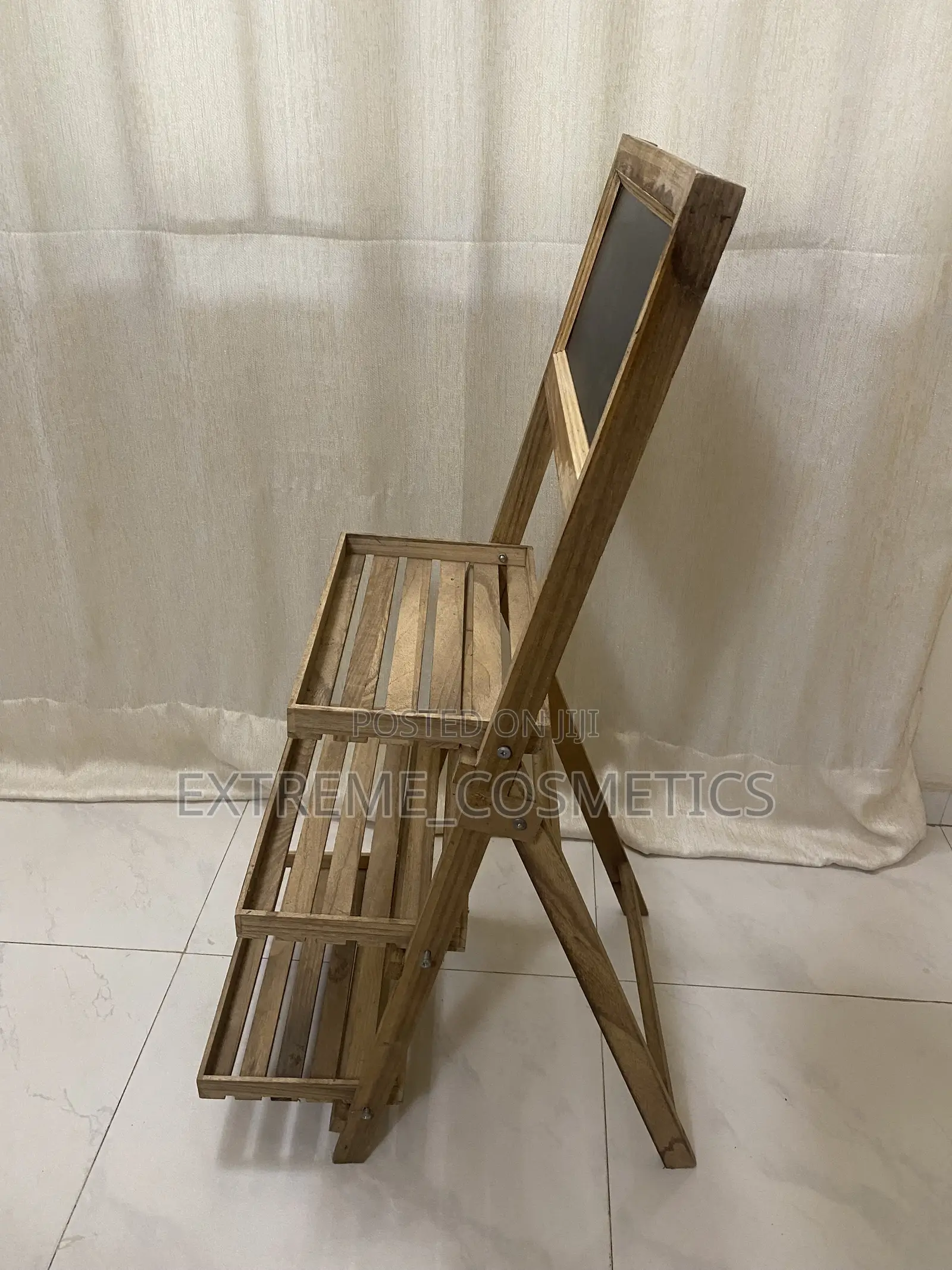 Wooden Display Stand or Tiered Shelf Unit With a Chalkboard Area