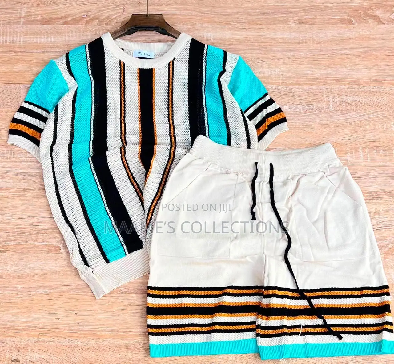 Luxury Men’s Knitted Polo Top Down Shorts Set –2-Piece Summer Outfit