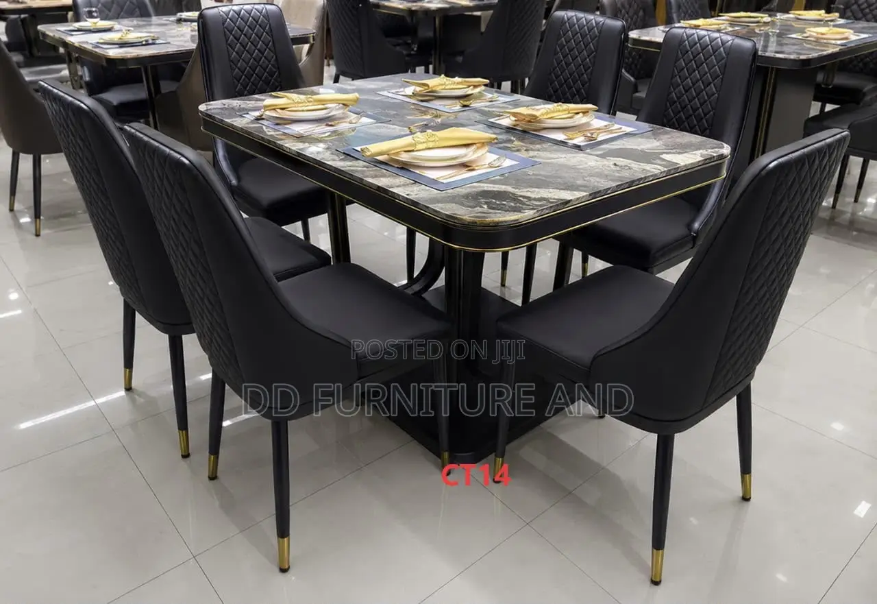 6 Seater Black Marble Dining Table