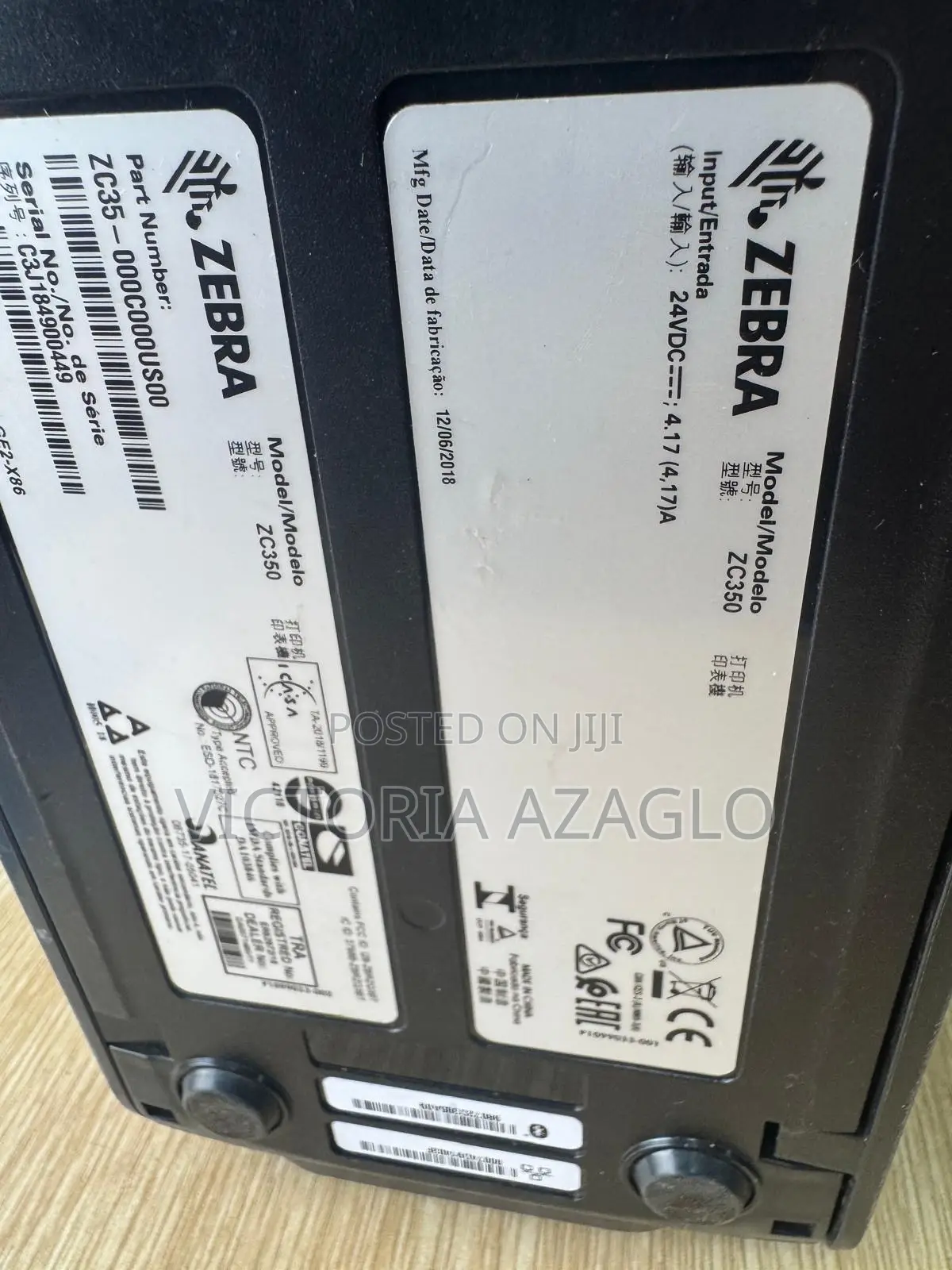 Zebra Zc 350 Dual Sided Printer
