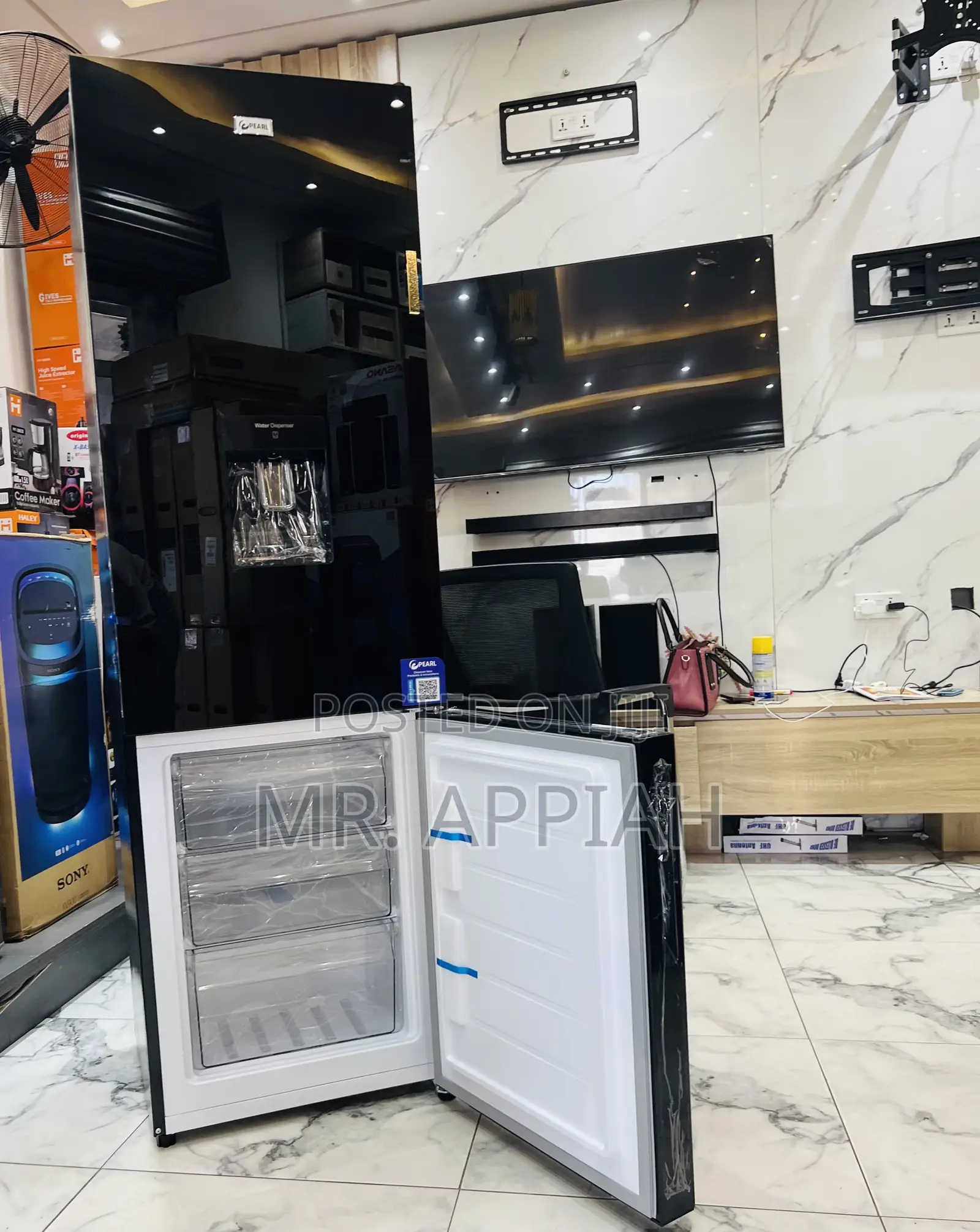 Original Pearl Double Door Electric Refrigerator(Black)Water Dispenser