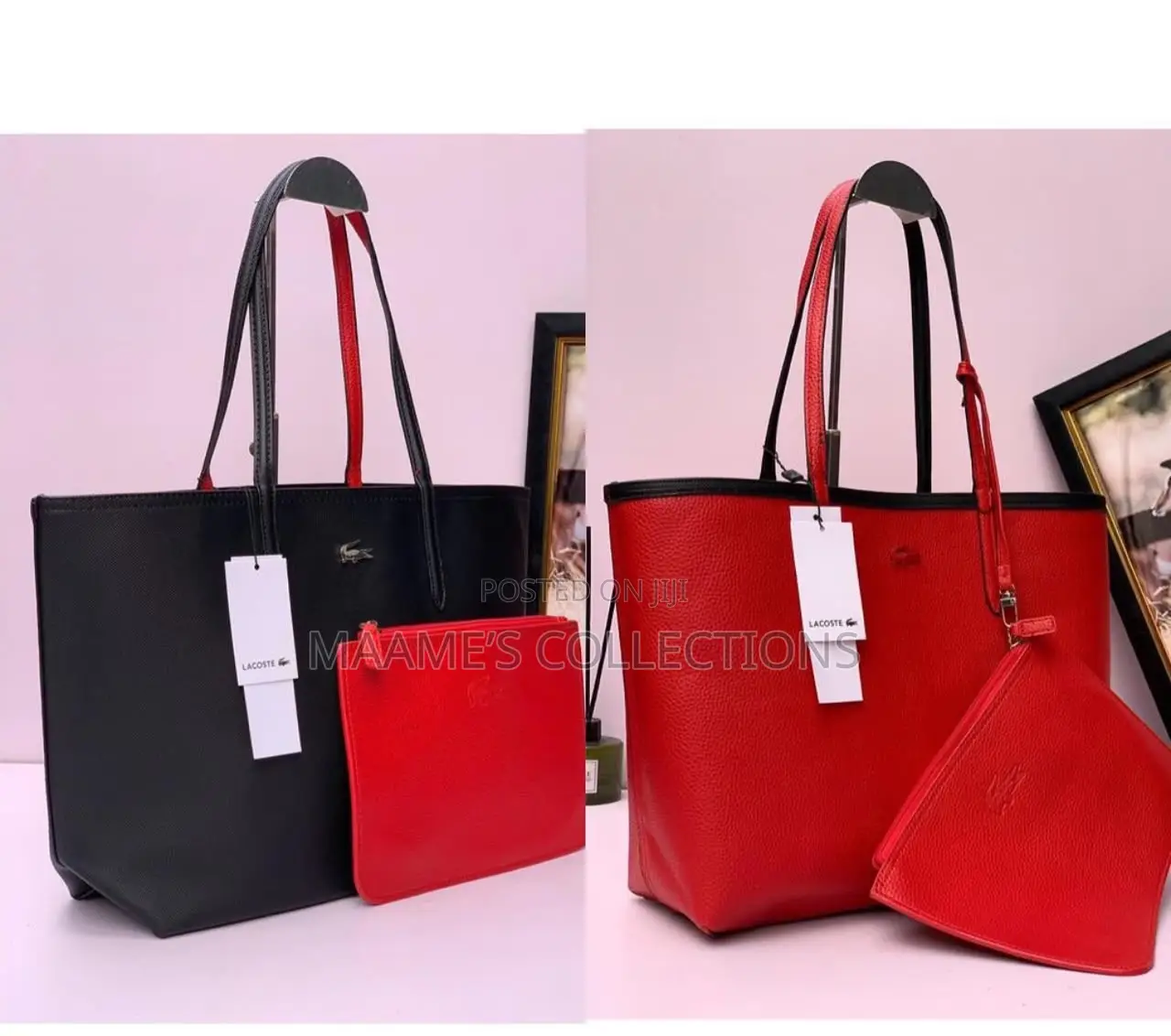 Lacoste-Inspired Reversible Tote Bag With Matching Zip Pouch (2-in-1 )