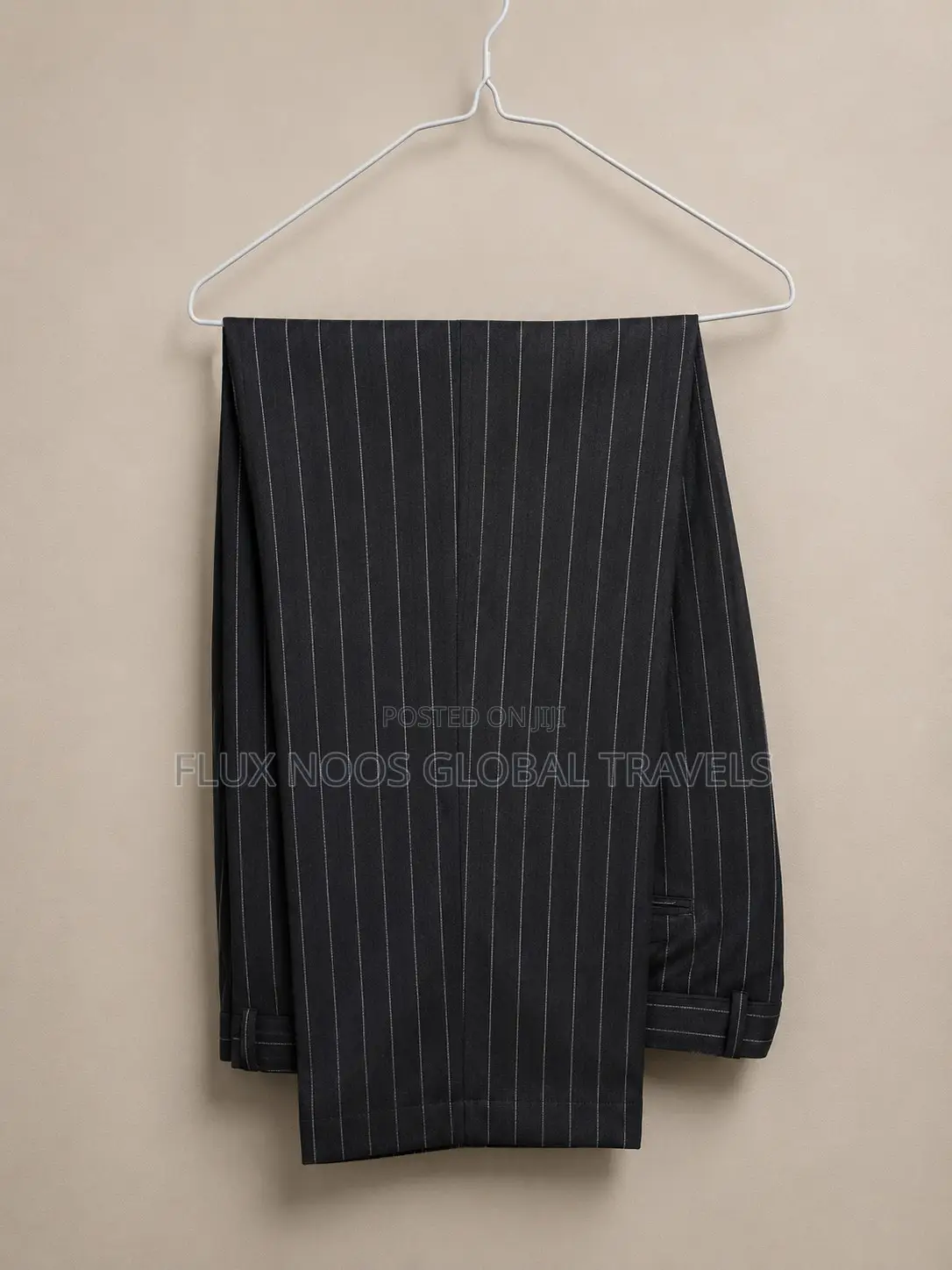 UK USED Men's Black Pinstripe Suit Jacket Size 40, Trouser Waist 40
