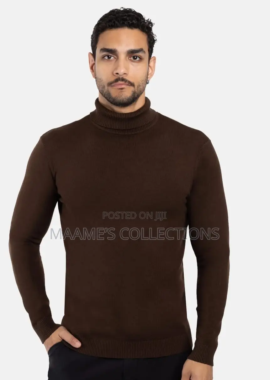 Unisex Plain Turtleneck Knit Sweater - Slim Fit