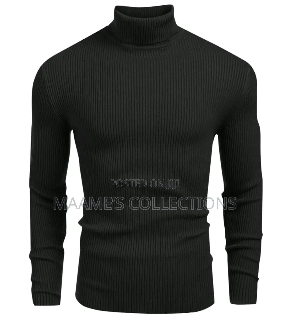 Unisex Plain Turtleneck Knit Sweater - Slim Fit