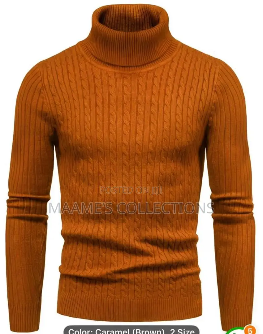 Unisex Plain Turtleneck Knit Sweater - Slim Fit