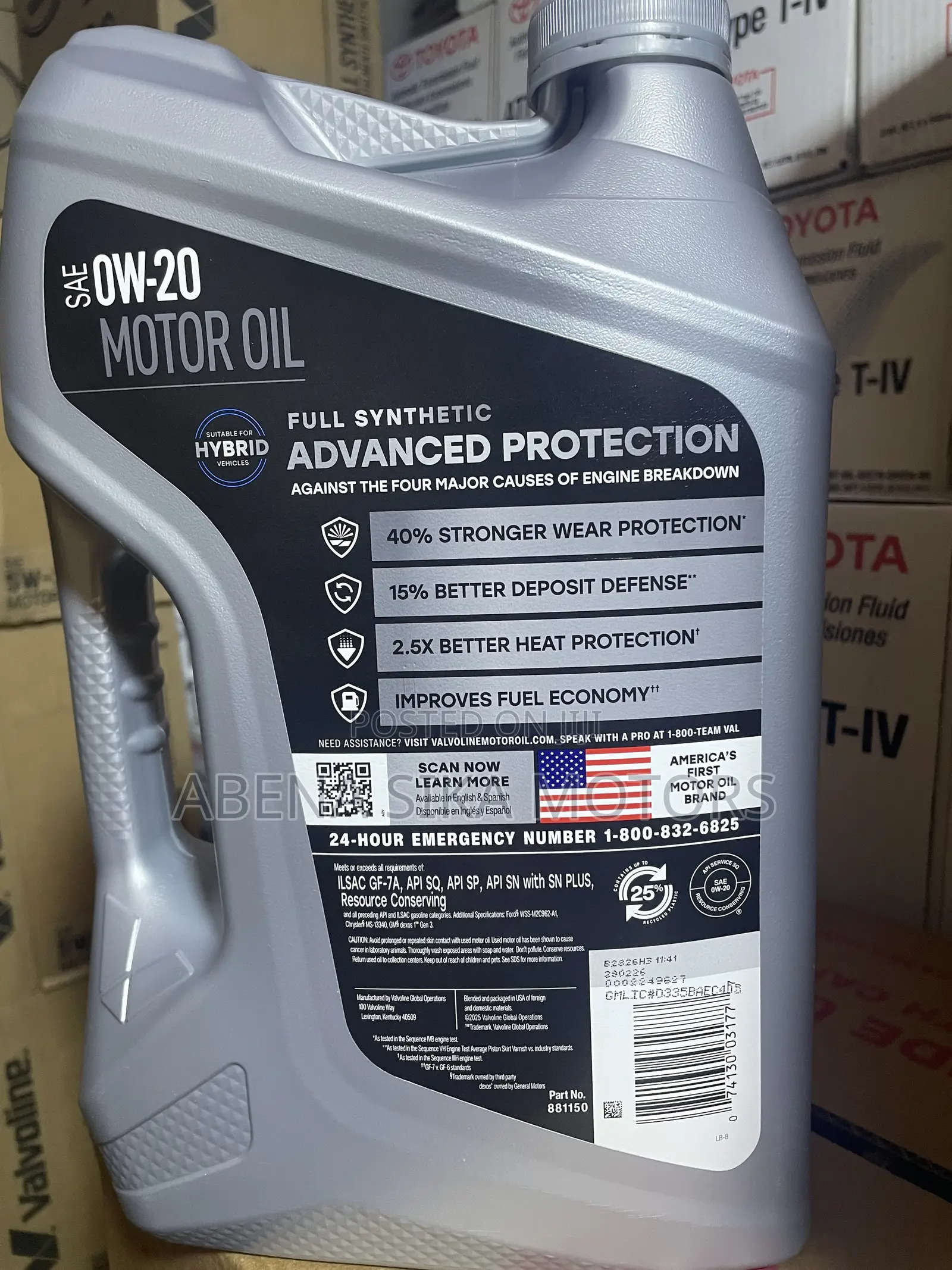 Valvoline Advanced Protection Full Synthetic 0w-20 Motor Oil