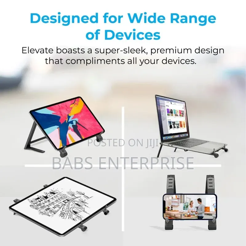 Promate Aluminum Multi-Angle Origami Laptop Stand Grey