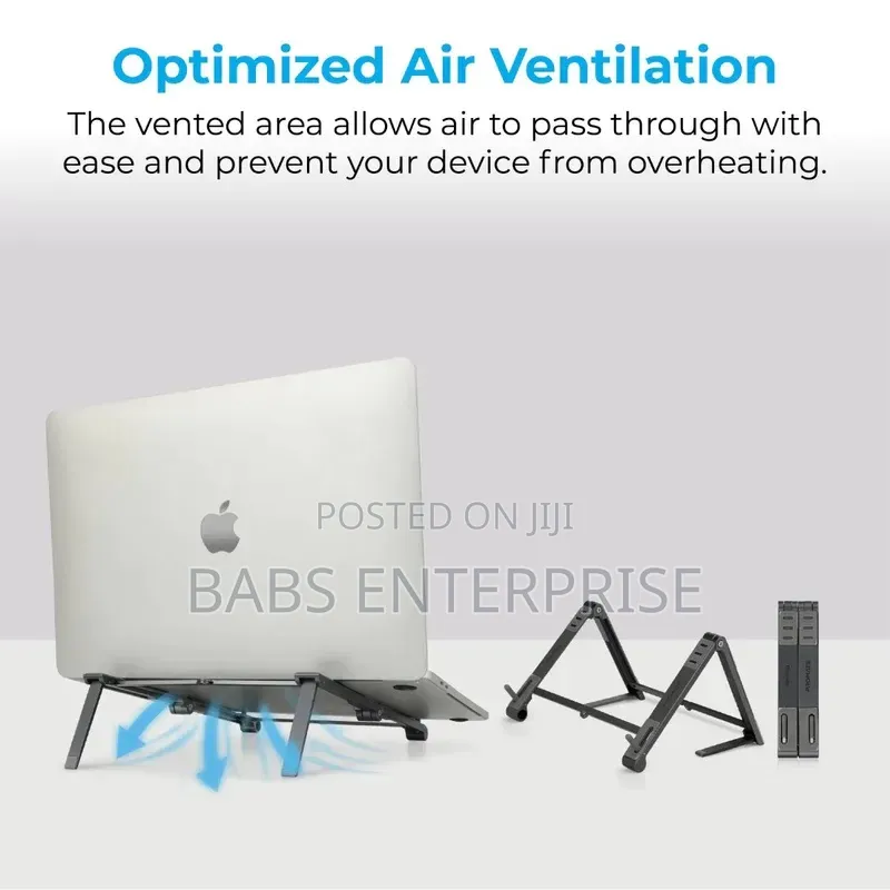 Promate Aluminum Multi-Angle Origami Laptop Stand Grey