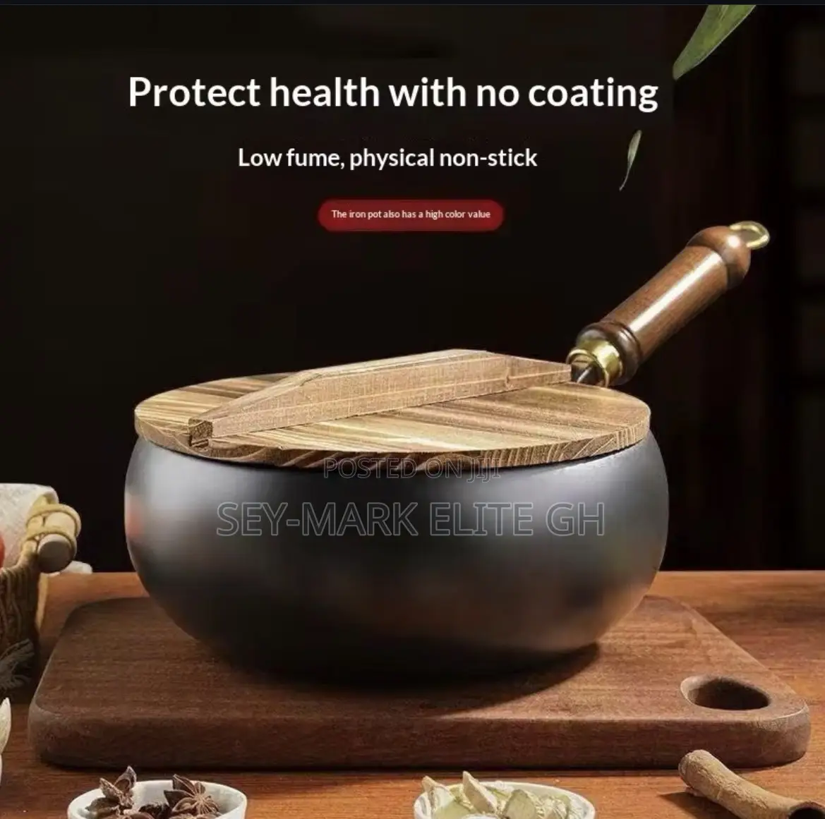 Nonstick Belly Pot With Wooden Lid