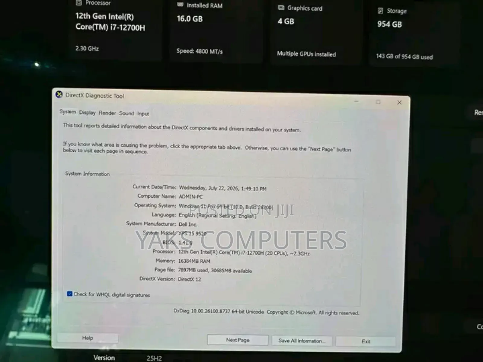 New Laptop Dell XPS 13 16GB Intel Core i7 SSD 1T