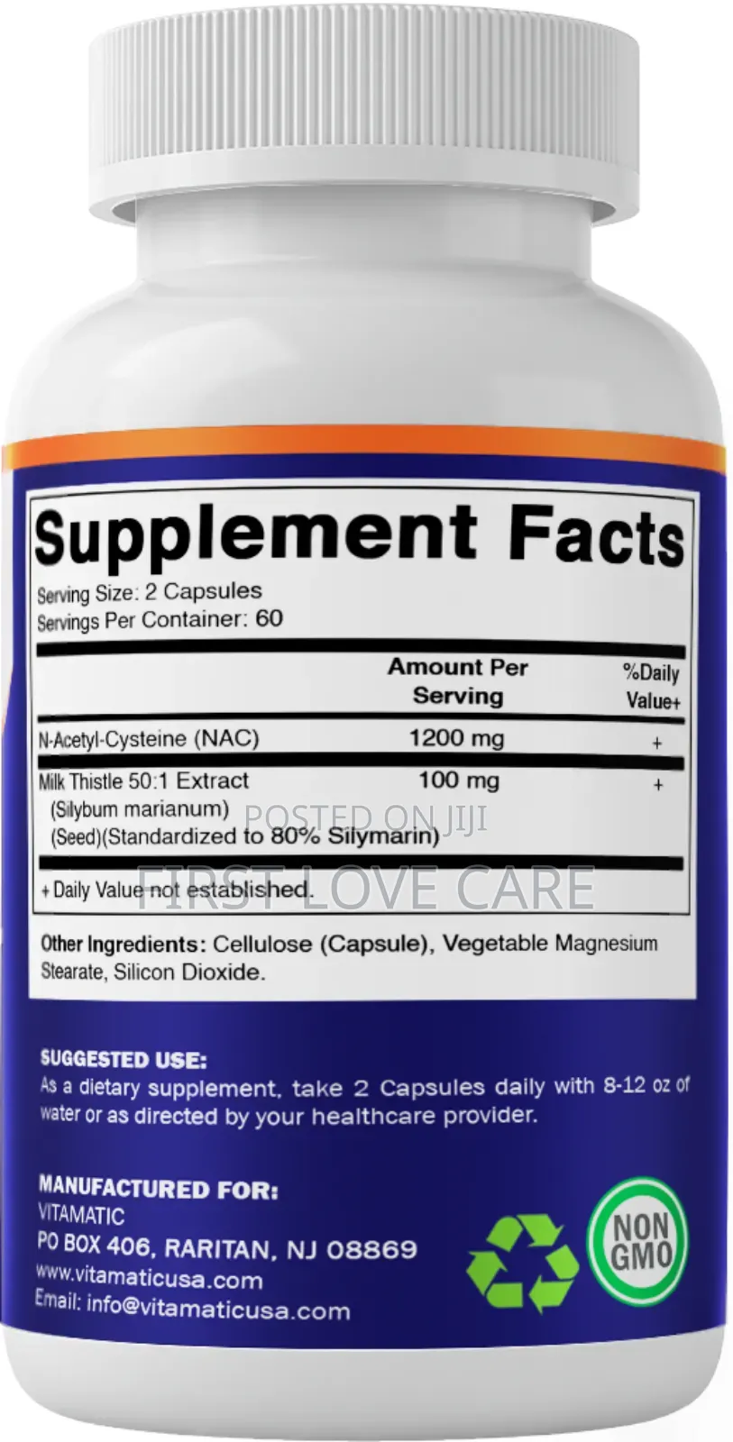 Vitamatic NAC, Milk Thistle Extract, Cellulose (Capsule), Vegetables