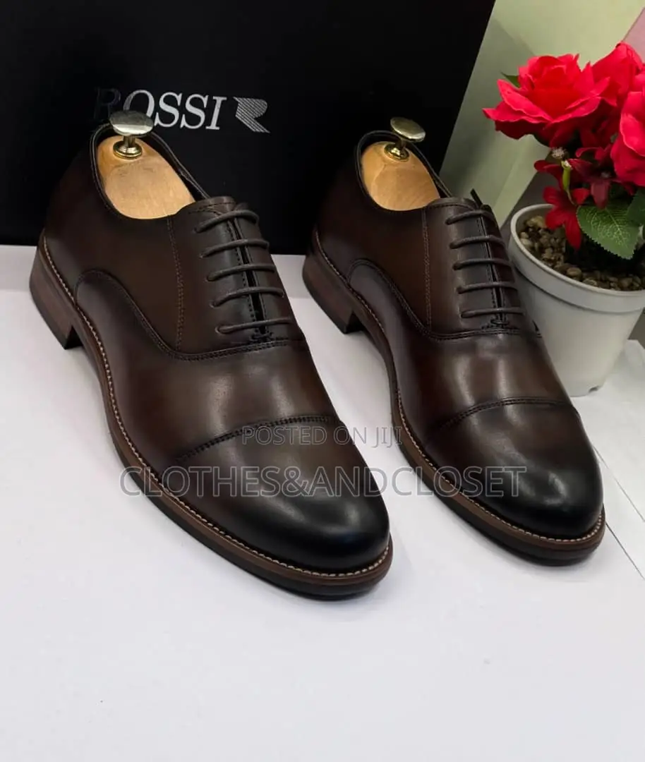 Rossi Cap-Toe Oxford Dress Shoes in a Coffee Brown Color