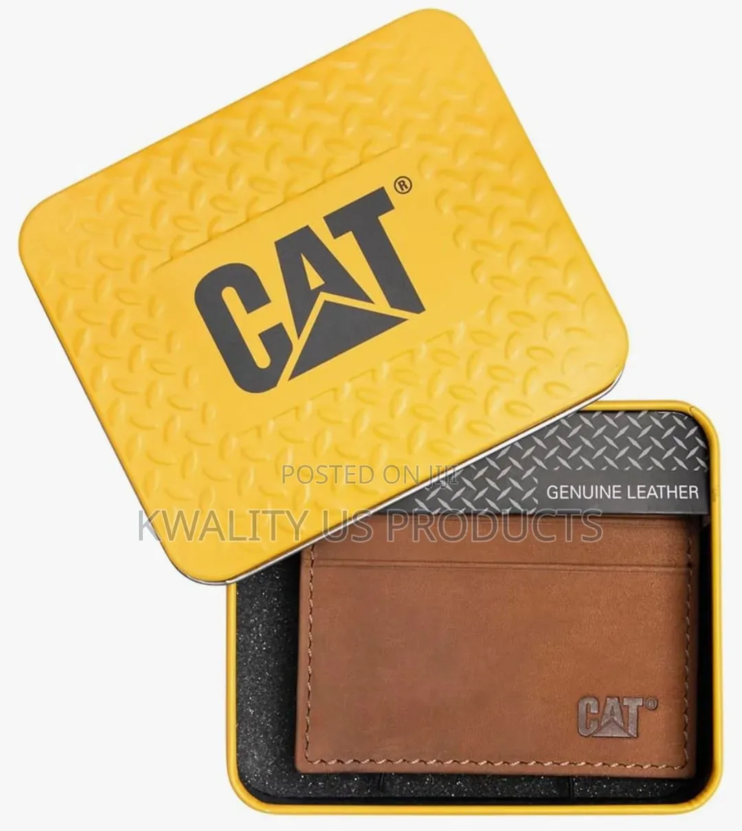 CAT Bi-Fold Men's Genuine Leather Wallet - Black and Brown