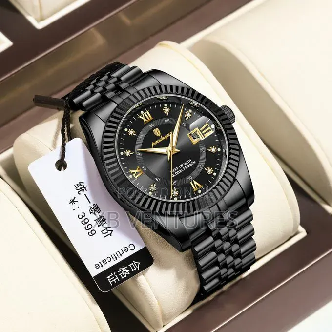 Poedagar Men's Watch Fashion Business Leisure Black