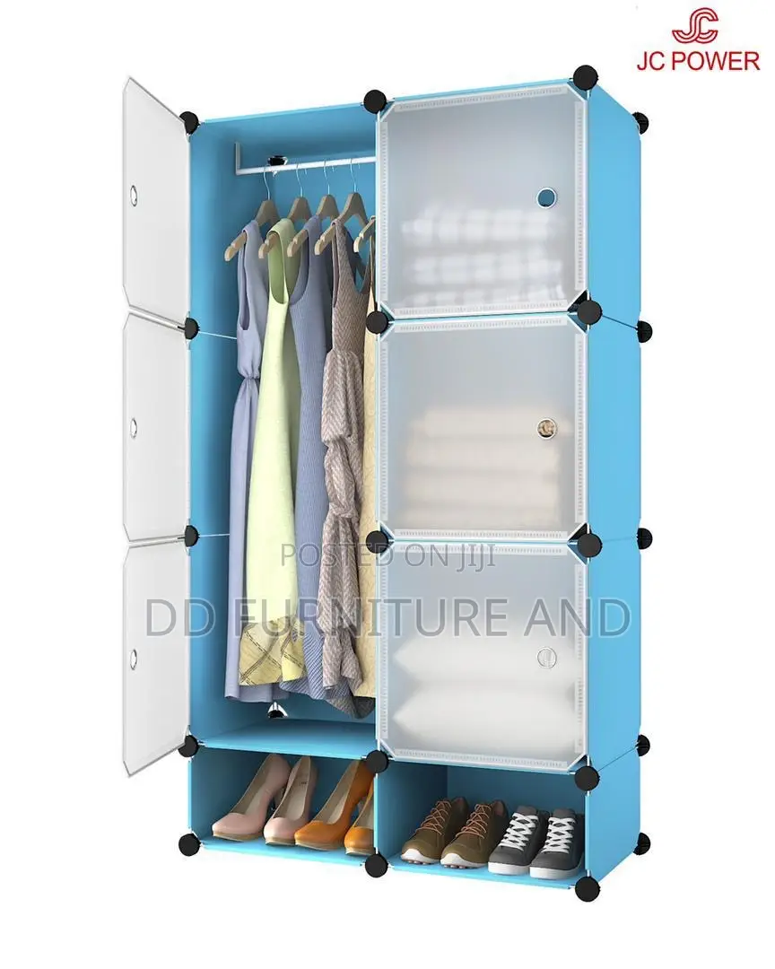 Blue 20 Cubes Plastic Wardrobe