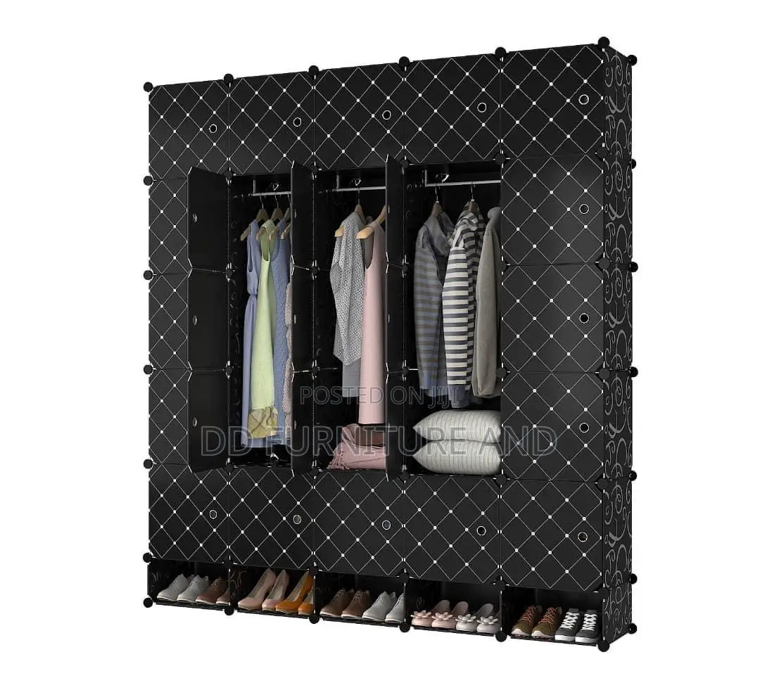 Black 20 Cubes Plastic Wardrobe