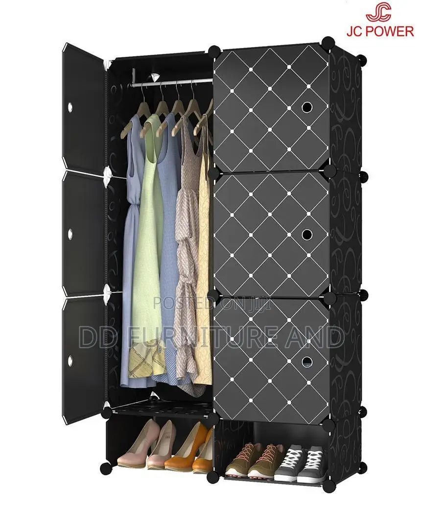 Black 20 Cubes Plastic Wardrobe