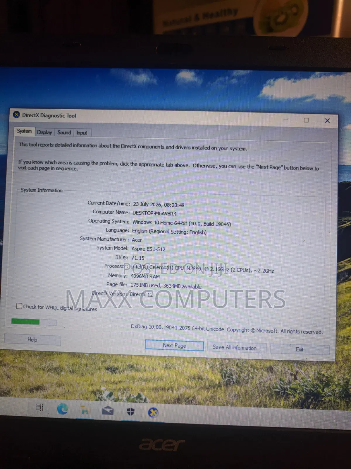 Laptop Acer Aspire ES1-512 4GB Intel Celeron HDD 500GB