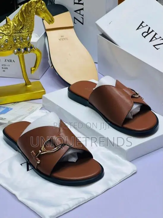 High Quality ZARA Men’s Leather Slippers