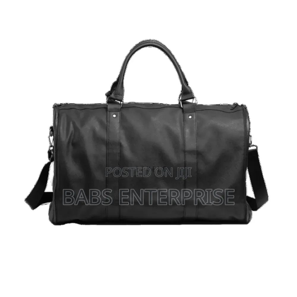 Levelo Allin Style Saffiano Leather Travel Duffle Bag – Black