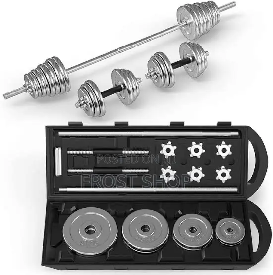 50kg Adjustable Lacquer Coated Barbell Dumbbells Set Weight With Sto