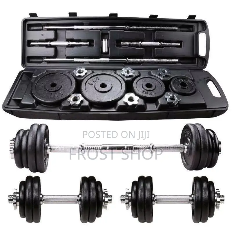 50kg Adjustable Lacquer Coated Barbell Dumbbells Set Weight With Sto