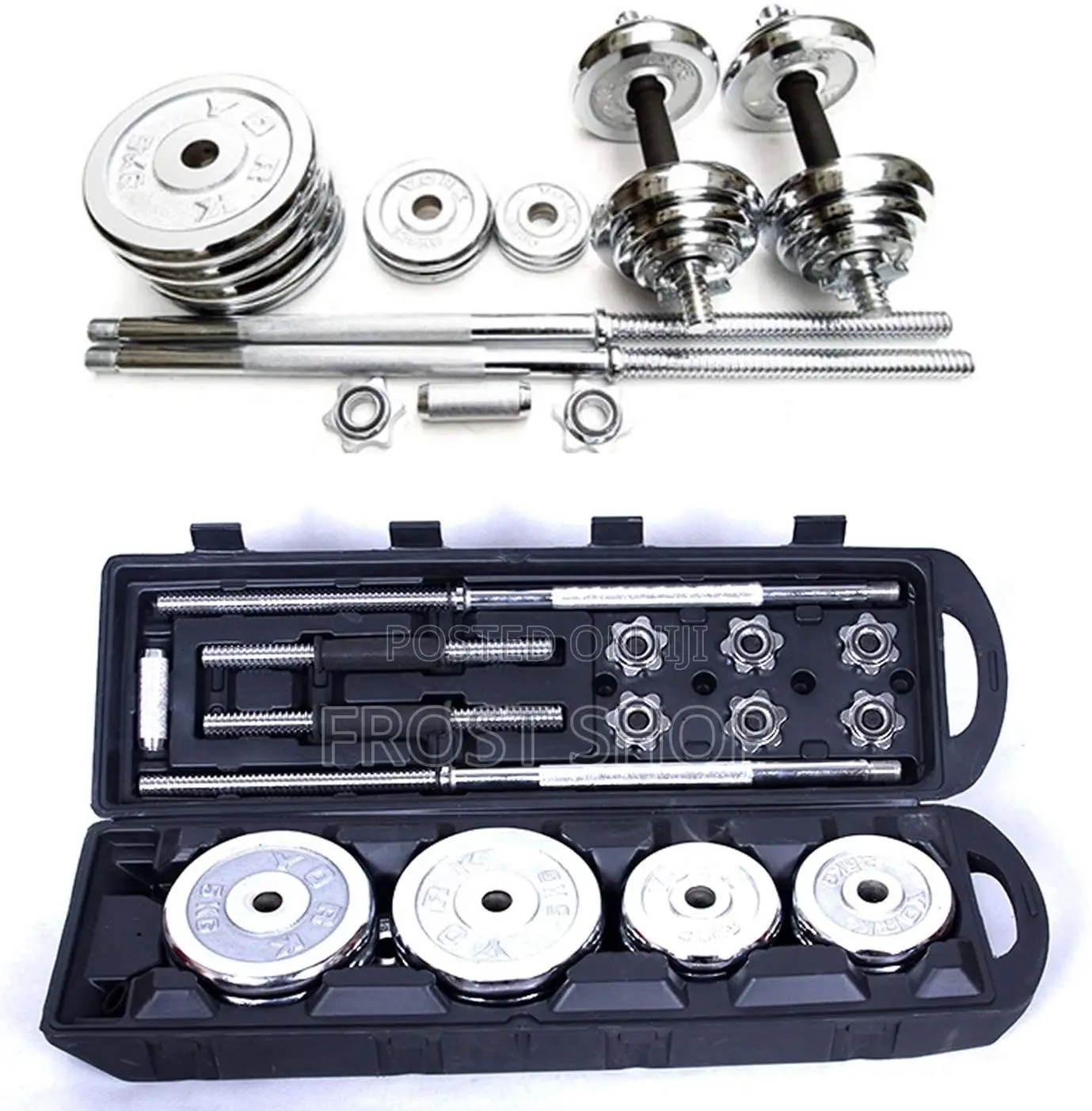 50kg Adjustable Lacquer Coated Barbell Dumbbells Set Weight With Sto