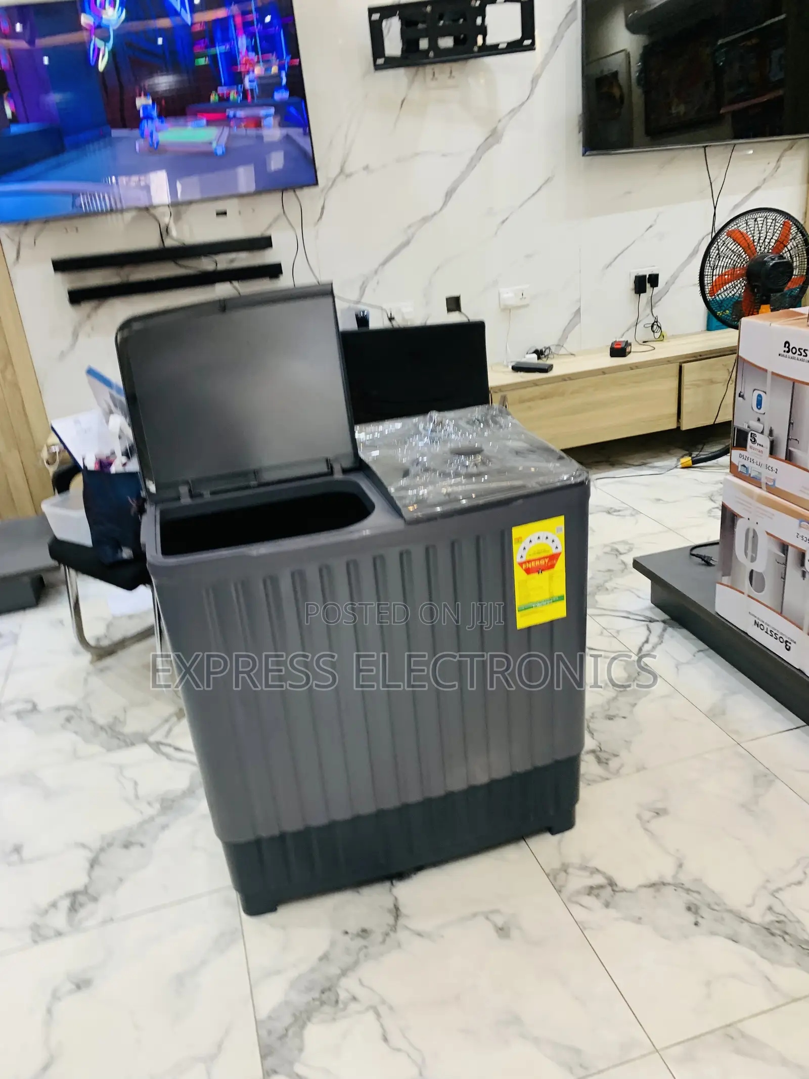 Nasco Semi Automatic Washing Mac 8kg Topload Twintub Black.
