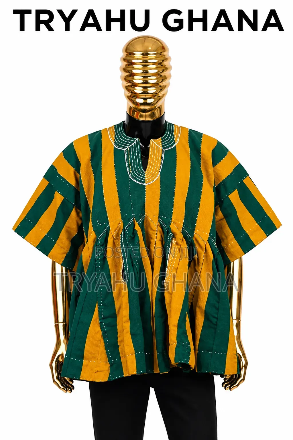 Quality Men's Gold and Green Fugu Smock for Sale