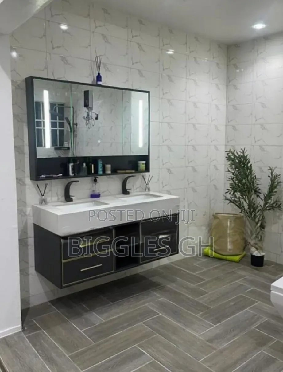 Double Vanity Marble Cabinet Basin With Led Mirror
