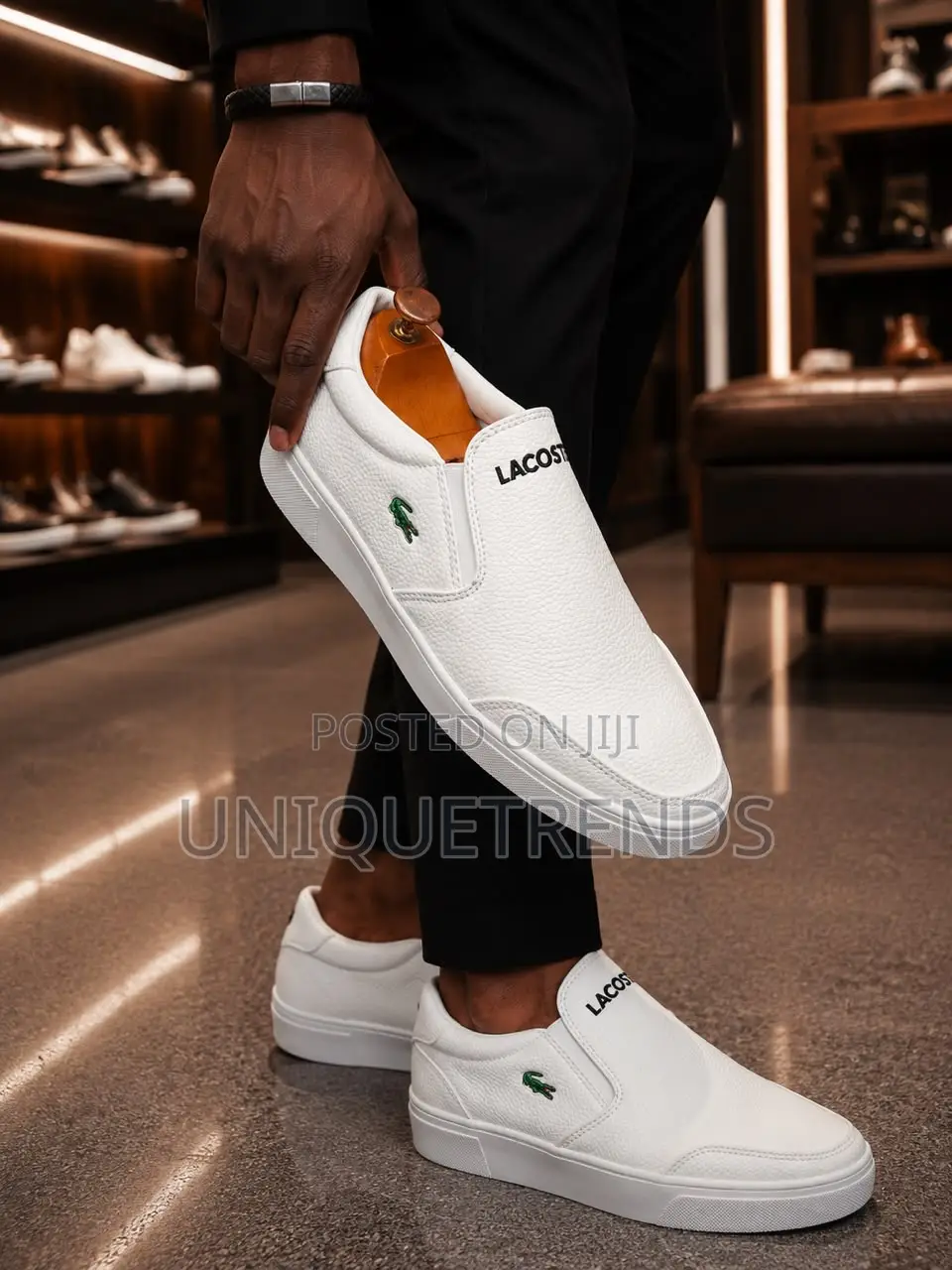 LACOSTE Tatalya Leather Slip-on Sneakers (All White)