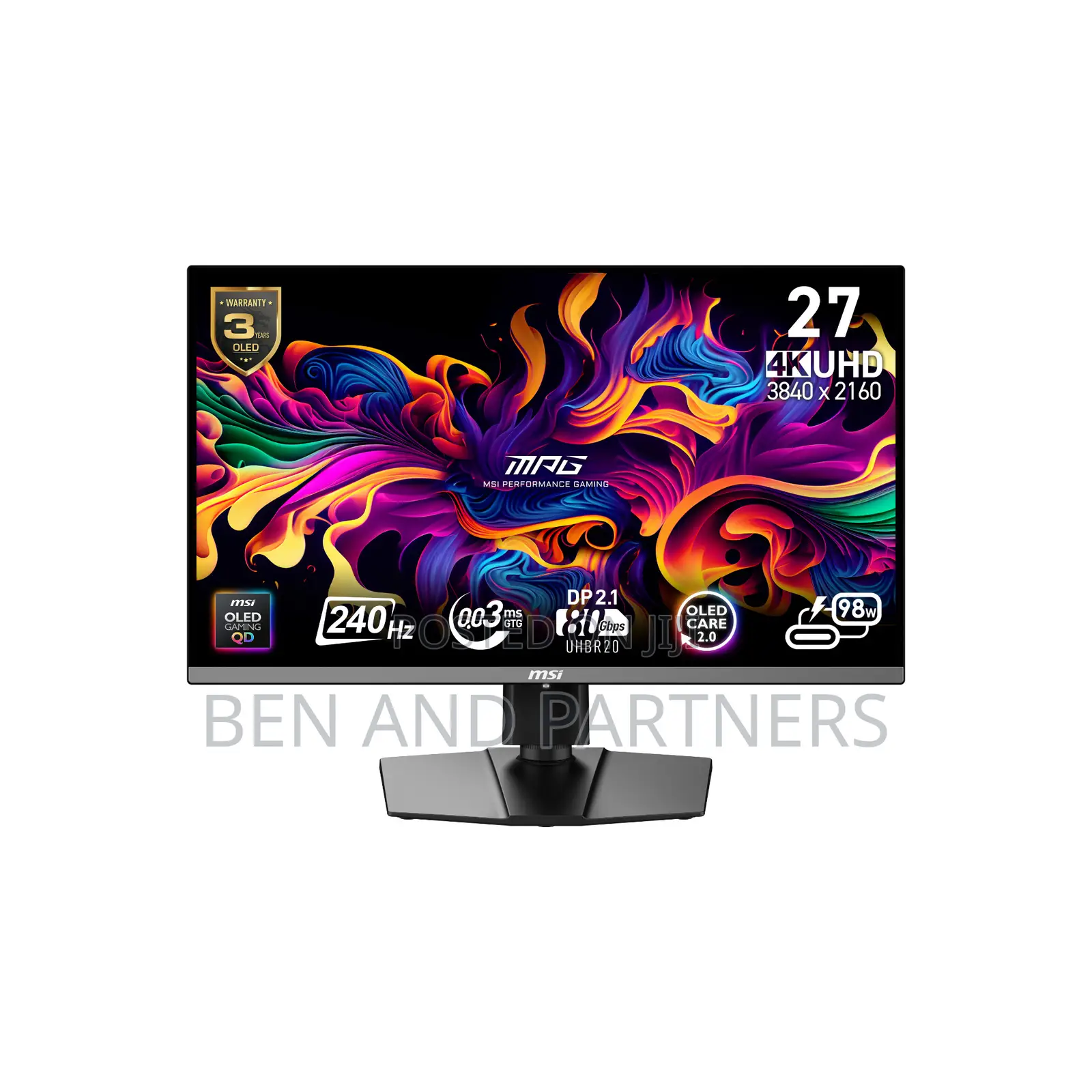 MSI MPG OLED 27”, UHD, 240Hz, 0.03ms, 98w Type-C, HDR Gaming Monitor