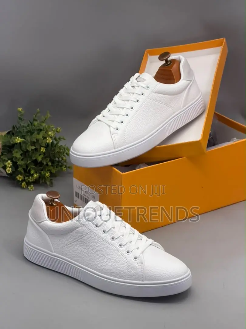 High Quality POLO Lace-Up Leather Sneakers (All White)