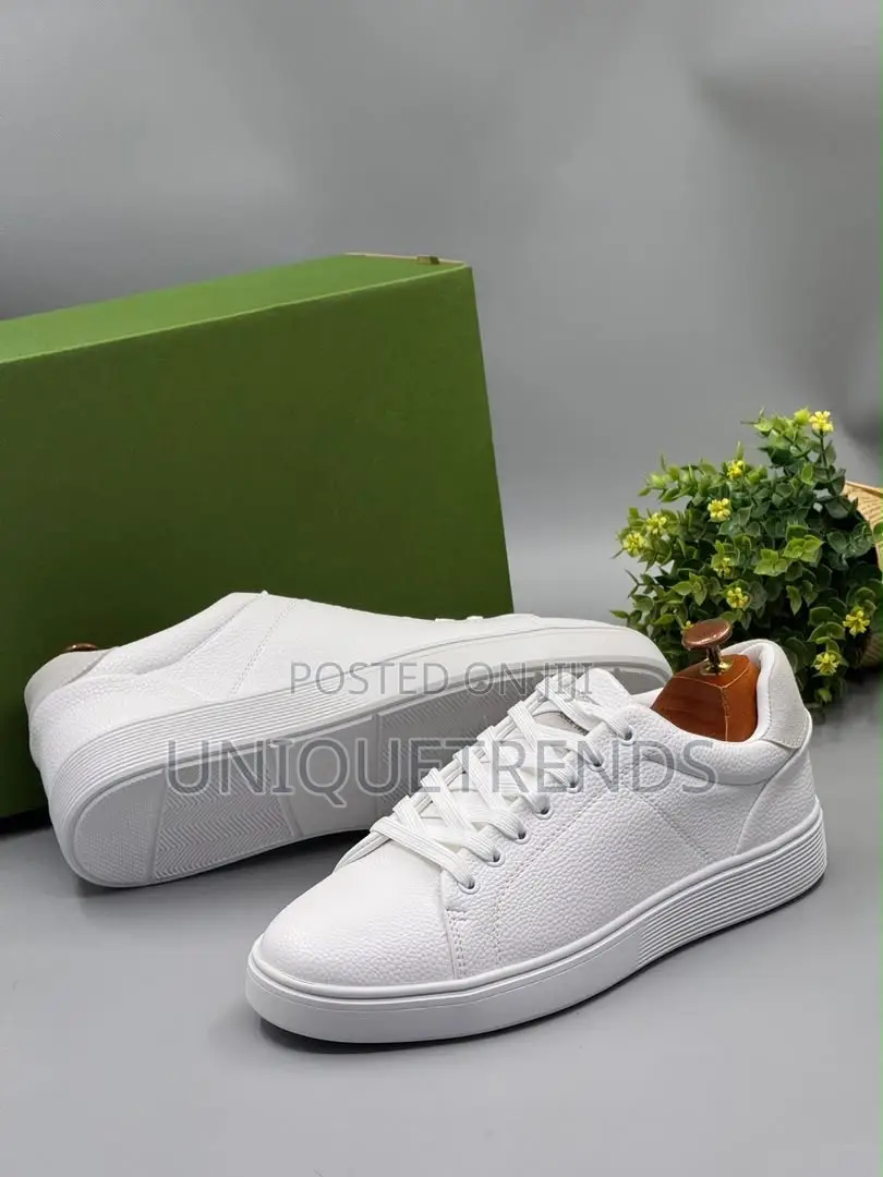 High Quality POLO Lace-Up Leather Sneakers (All White)