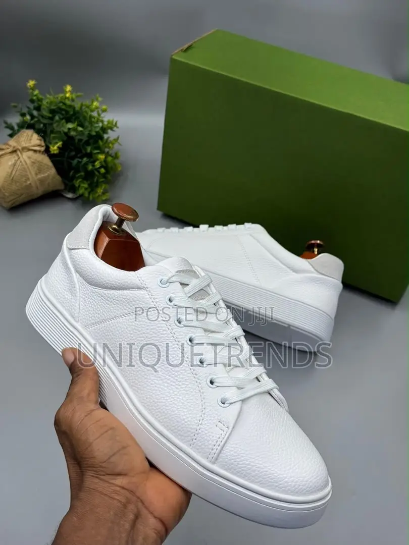 High Quality POLO Lace-Up Leather Sneakers (All White)
