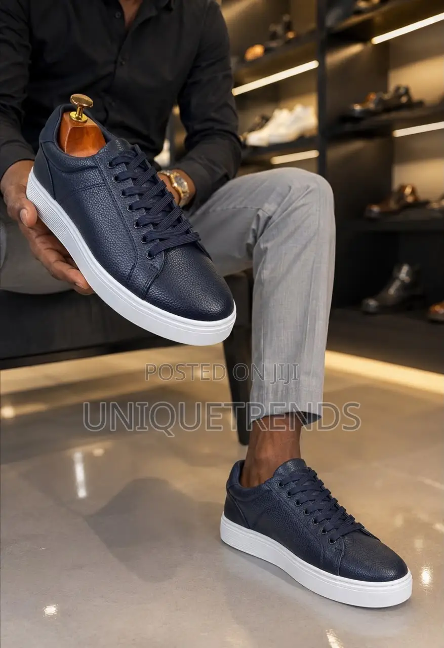 POLO Leather Lace-Up Sneakers (Navy)